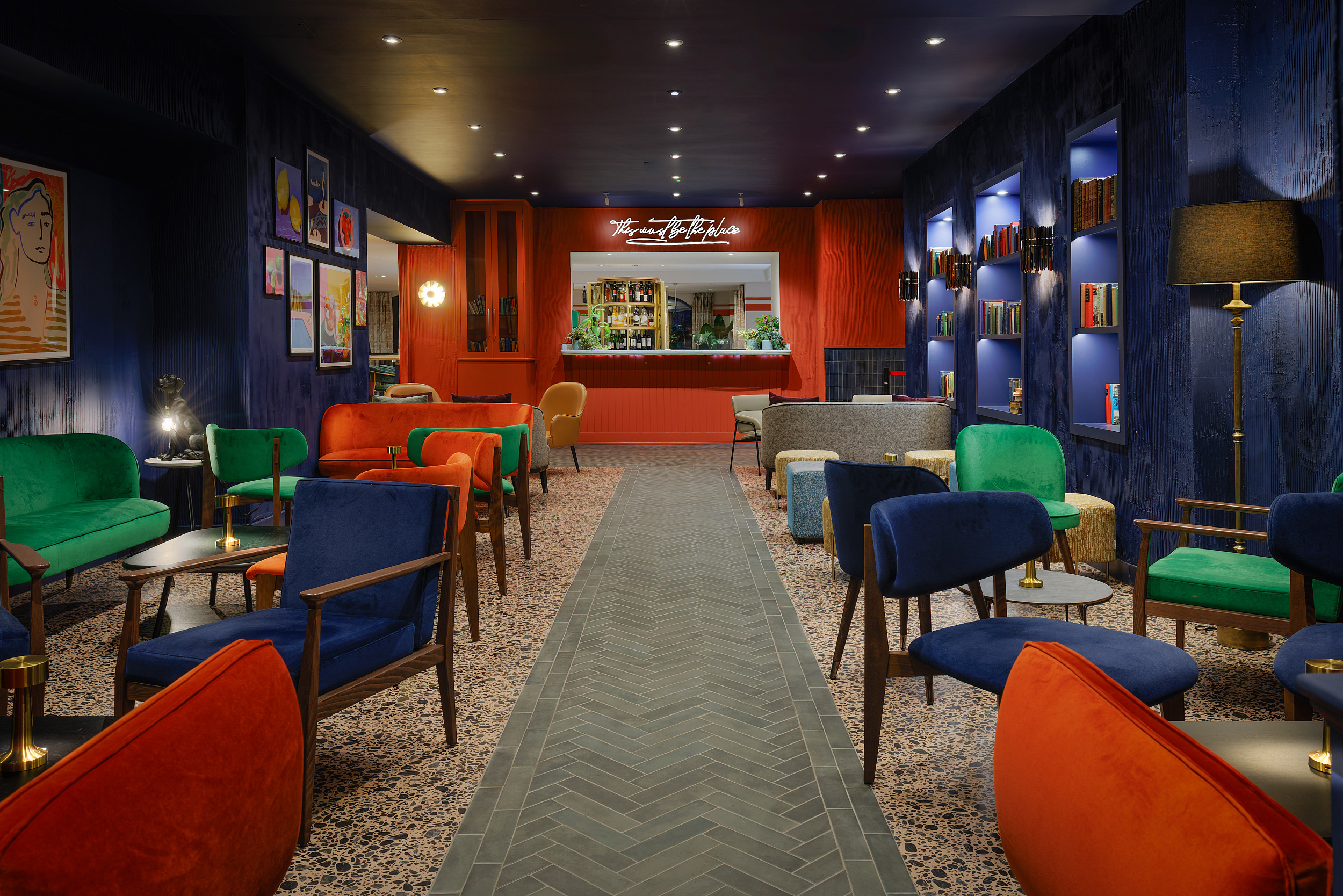 Surrey hotel lounge and bar colourful furniture